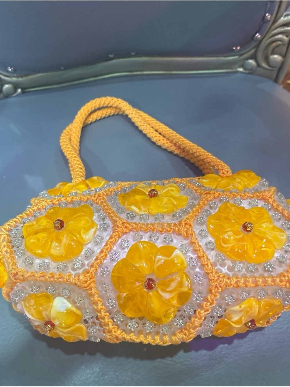 Handmade Floral Mini Bag with Top Handle - Picture 3 of 4